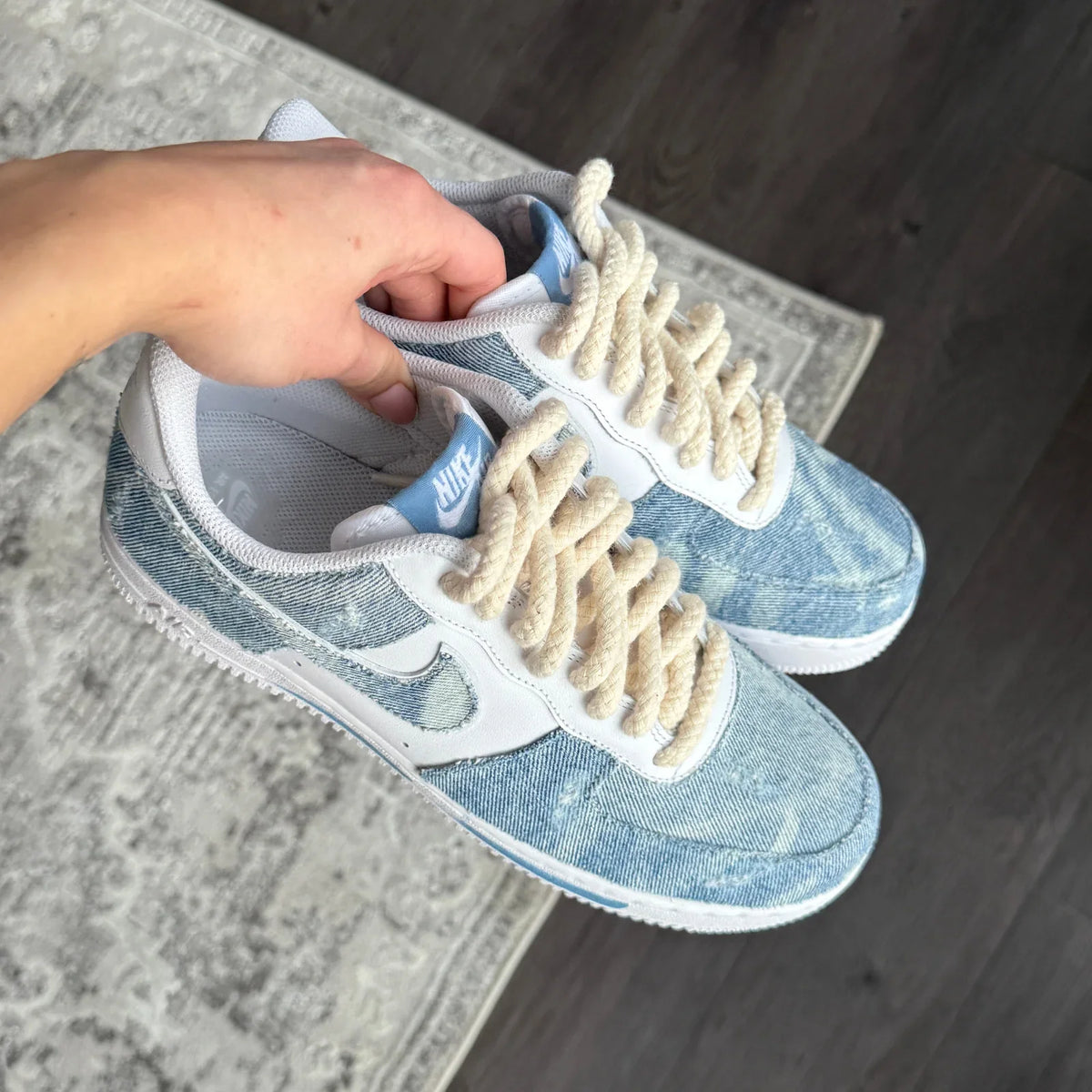 Custom Light Wash Denim AF1