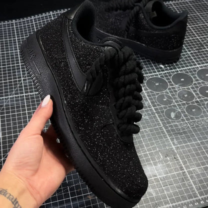 Custom Black Glitter x Red Bottoms AF1